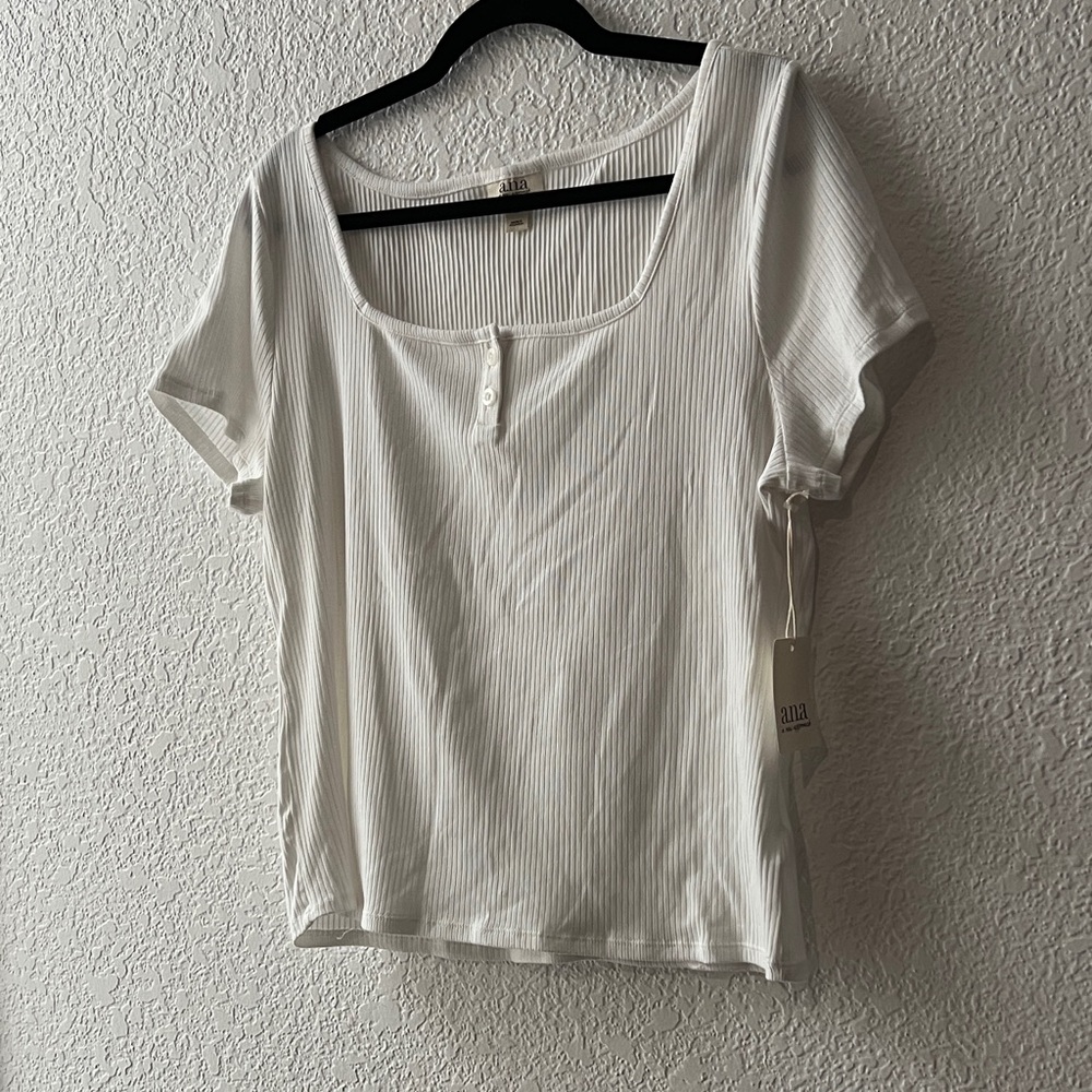 a.n.a White Ribbed Blouse